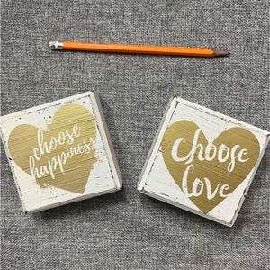 White & Gold Wood Block Decor